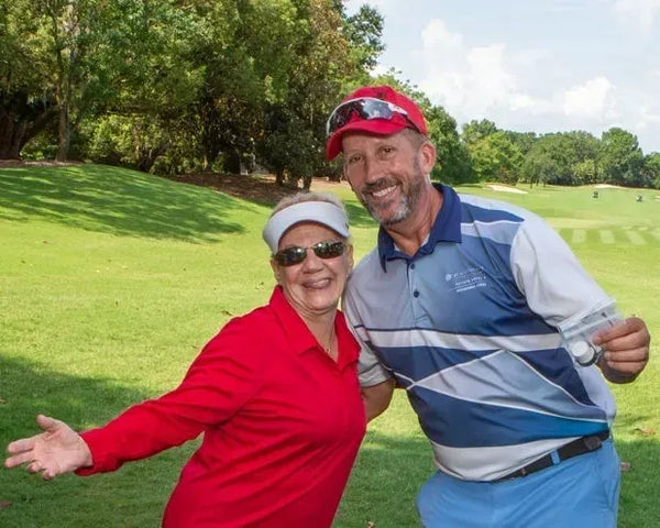 Golfers posing before their round